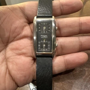 Funktionierende FOSSIL Arkitekt Dual Time Unisexuhr schwarzes Zifferblatt & Lederband 22 mm - Bild 1 von 9