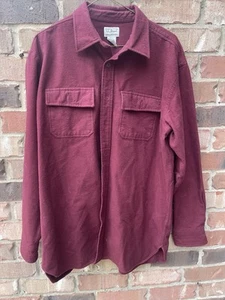 LL Bean Chamois Flannel Button Up Shirt w/ Pockets Men’s Large Maroon 0MT03 - Picture 1 of 8