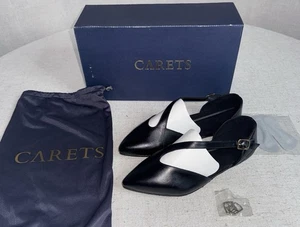 Carets NIB Women’s Sz 8 Black Leather Artemis D’Orsay Mary Jane Flats Rtl. $190 - Picture 1 of 16