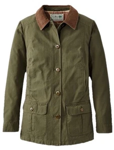 LL Bean Adirondack Barn Coat Womens M Loden Green Chore Flannel Lined Jacket NEW - Picture 1 of 10