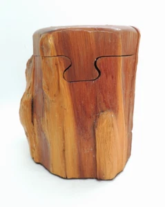 Vintage handgefertigt Holz Puzzle Box Baumstamm Schmuck Schmuckkästchen geheime Box - Bild 1 von 16
