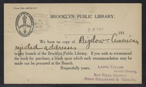 1918 U.S. #UX27 Uprated WWI Rate - Brooklyn Public Library, , Brooklyn, NY - Picture 1 of 3