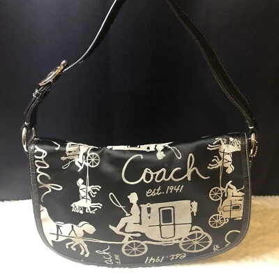 Bolso de mano Coach Horse & Carriage con solapa de carga F14888 ligeramente usado Foto 1 de 4