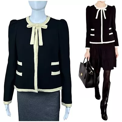 Chaqueta Blazer Milly Lana Maritza Esmoquin Talla 4 Preppy Academia OldMoney Lujo Foto 1 de 4