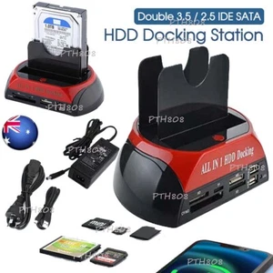 Hard Drive Reader Case HDD Docking Station Dual 2.5/3.5inch SATA IDE USB 2.0/3.0 - Picture 1 of 24