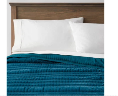 Threshold Lofty Velvet Quilt Dark Teal, Size King - Image 1 of 4