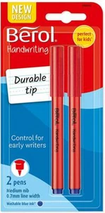 Berol Handwriting Durable Tip 2 Pens Medium Nib Blue 0.7mm - Picture 1 of 1