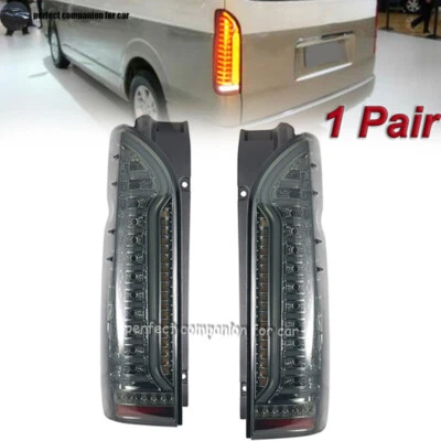 LH&RH LED Dynamic Tail Light Rear Brake Lamp For Toyota Hiace 2005-2018 Smoked - Image 1 of 4