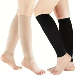 Copper Leg Calf Support Brace Stretch Sleeve Compression Socks Sport Pain Relief - Picture 1 of 20