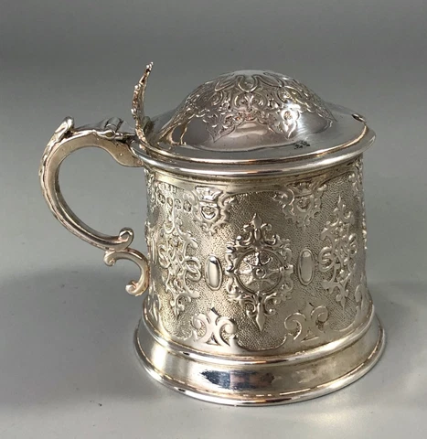 Victorian Gothic Silver Mustard Pot Robert Hennell London 1853 204g BZX Cover