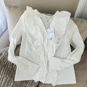 Savida Off White Long Sleeve Button Up Blouse Top. Women's Size 4 NWT - Picture 1 of 6