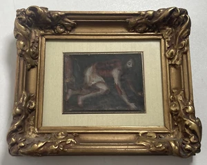 Antico dipinto olio miniatura originale spagnolo Retablo - Gesù Cristo sofferente - Foto 1 di 24