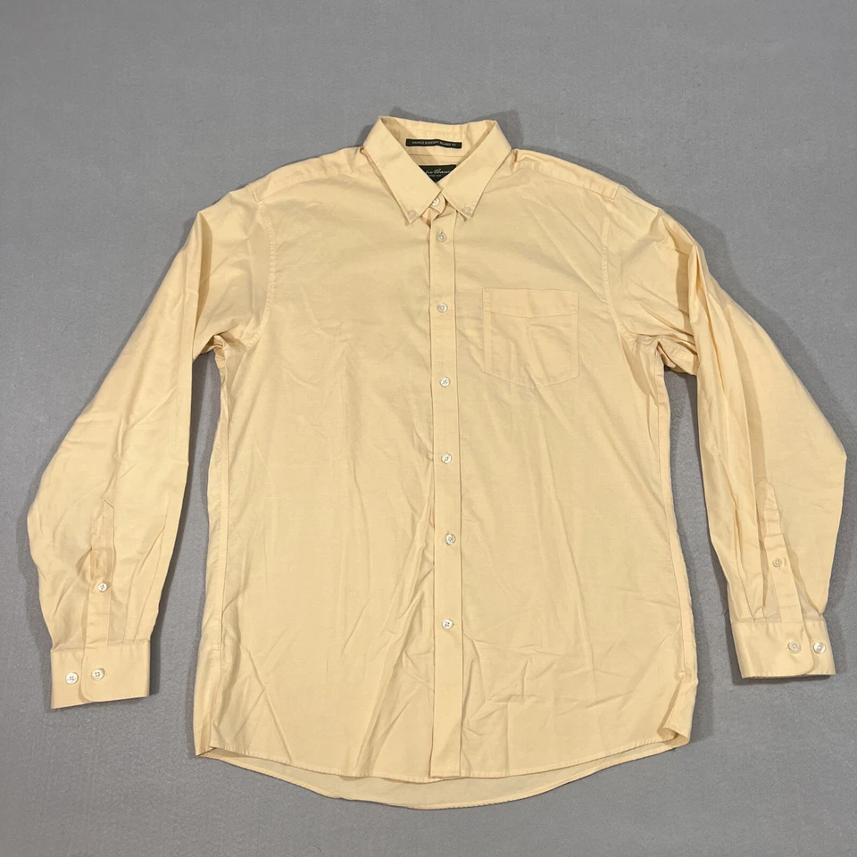 Camisa de vestir Eddie Bauer calce relajado resistente a las arrugas para hombre M manga larga amarilla Foto 1 de 4