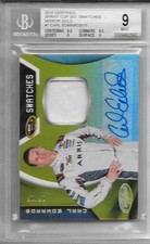 2016 CERTIFIED SPRINT CUP SIGS. SWATCHES MIRROR GOLD #1 CARL EDWARDS BGS MINT 9