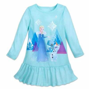 NWT Disney Store Frozen Elsa Olaf Nightshirt NightGown Girls Long sleeve - Picture 1 of 1