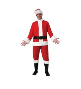 Flannel 6 Piece Santa Suit Adult Costume Size Standard Size 40-48 - Picture 1 of 8