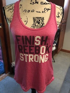 Womens Reebok Hot Pink Racerback Tank Top “Finish. Reebok. Strong.” Size Small - Picture 1 of 6
