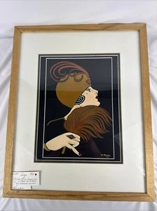 Signed Di Kaye - Sasha - Art Deco Portrait Watercolor - Swarovski Crystals - Picture 1 of 17