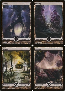 ZEN Swamp Set #238-241 Magic The Gathering Zendikar ARTE COMPLETO Inglés Casi Nuevo/desjugar 4 Land Cards - Imagen 1 de 5