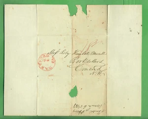1839 STAMPLESS COVER - HARTFORD CONNECTICUT TO CONCORD NEW HAMPSHIRE 18 CENTS - Picture 1 of 2