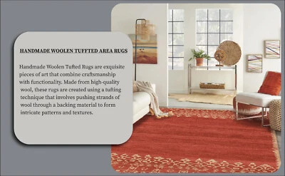 PB Rugs Desa Red Tufted Woolen Area Rugs & Carpet Without Tariff & duty - Image 1 of 4