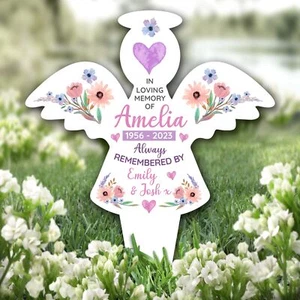 Angel Loving Memory Flower Purple Remembrance Grave Garden Plaque Memorial Stake - Picture 1 of 1