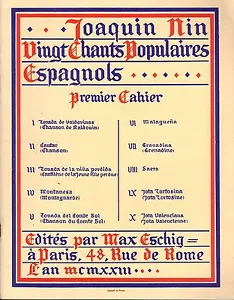 NIN, Joaquin. Vingt Chants Poliulaires Espgnoles. Both Volumes. Score. OOP. - Imagen 1 de 2