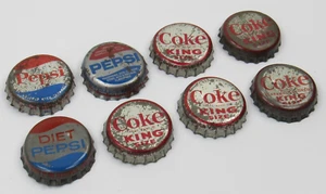 Pepsi, Diet Pepsi, Coke King Soda Bottle Caps Lot of 8 Cork Lined - Picture 1 of 21