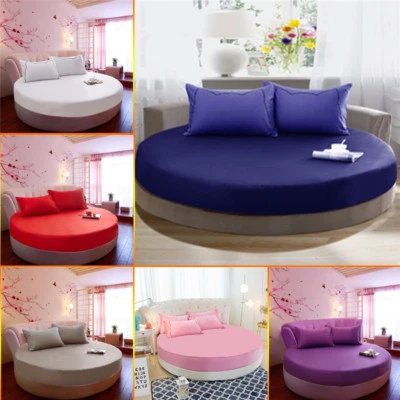 100% Cotton Round Fitted Sheet Bed Sheet Mattress Cover Theme Hotel Solid Color
