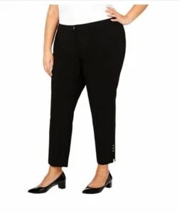 Calvin Klein Women Plus Size 22W Black Studded Split Hem Straight Leg Pants NEW - Picture 1 of 3