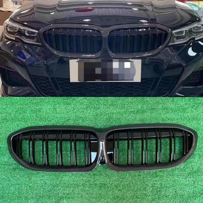 Carbon Fiber Front Kidney Grill Dual Slats Grille for 2019-22 BMW G20 330i M340i Foto 1 de 4