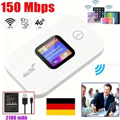 4G 5G LTE Tragbare Mobiler Wireless WLAN Router Hotspot WiFi Modem SIM Karte DE - Bild 1 von 4