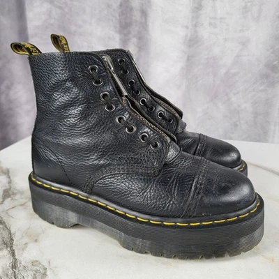 Dr. Martens Sinclair Milled Nappa Platform Zip Up Boots Women's Size 7 Black - Image 1 of 4