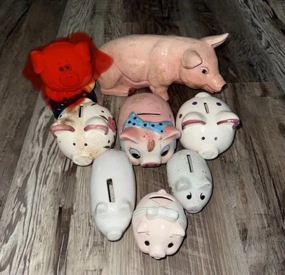 Lot Of 7 Vintage Pig Piggy Bank (43) - Image 1 of 3