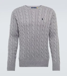 Polo Ralph Lauren Suéter Gris Tejido con Cable Cuello Redondo Pullover Ajuste Regular 2XL - Imagen 1 de 3