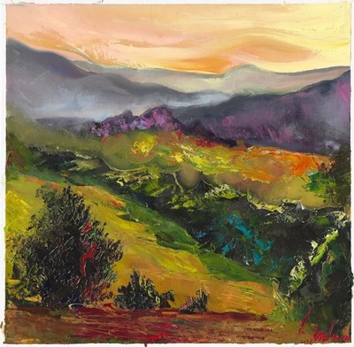 original painting 30 x 30 cm 75BM artwork oil paints impasto painting landscape - Image 1 of 3