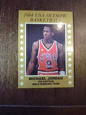 Cartão de basquete olímpico Michael Jordan 1984 EUA co-capitão time vencedor de ouro - Imagem 1 de 4