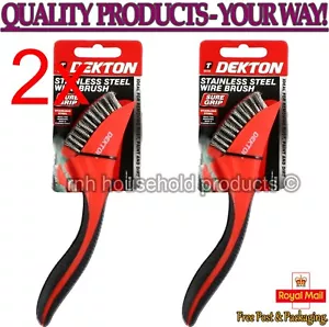 2 x Dekton Soft Grip Stainless Steel Metal Wire Brush Ideal for Rust Removal - Picture 1 of 1