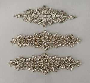 Paquete de 3 piezas parche aplique cuentas de cristal motivo adorno de diamantes de imitación hierro - Imagen 1 de 13
