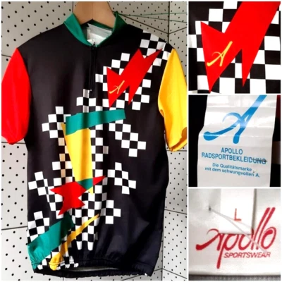 Vintage APOLLO RADSPORTBEKLEIDUNG SIze L Cycling Jersey Multicolor Short sleeves Foto 1 de 4