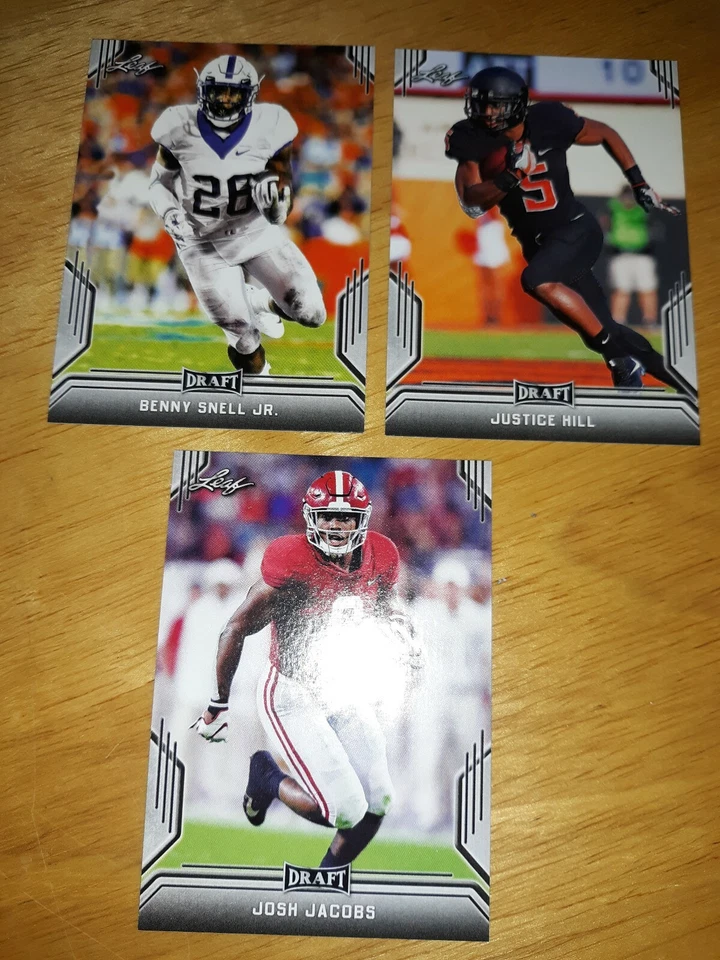 Lot(3) - Josh Jacobs, Benny Snell Jr., & Justice Hall - 2019 Leaf Draft... - Image 1 of 1