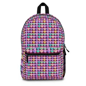 Mochila con patrón de corazones coloridos - Bolso escolar y de viaje de moda - Imagen 1 de 5