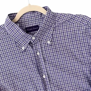 Ralph Lauren Purple Label Dress Shirt Plaid Oxford 100% Cotton Italy Size XXL - Picture 1 of 9