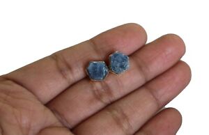 Natural Sapphire Raw September Birthstone 18K Gold Electroplated Studs Earrings