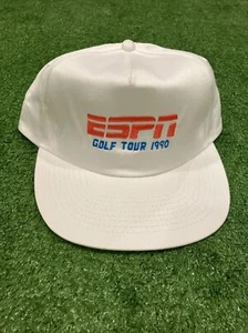 Vintage 1990 90s ESPN Golf Tour Hat Cap Adjustable Strapback One Size White - Picture 1 of 4