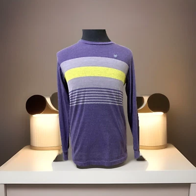 Camiseta Para Hombre Festival Años 70 Streetwear Manga Larga Púrpura Rayas Pullover Top M Foto 1 de 4