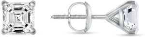 1.75 Ct Princess Created Diamond Earrings Stud Real 14K White Gold Martini Screw - Picture 1 of 3
