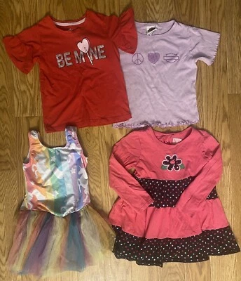 Lote de ropa camisas de San Valentín Harley Davidson vestido tutú unicornio talla 6 para niñas Foto 1 de 4