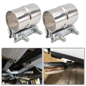 2PCS 2.5" Stainless Exhaust Band Clamp Step Lap Joint for Catback Muffler Pipe - Bild 1 von 10