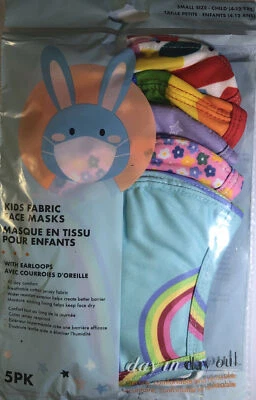 5 Pack Kids Ages 4-12 Fabric Face Masks Multicolor Washable Reusable Breathable - Image 1 of 4